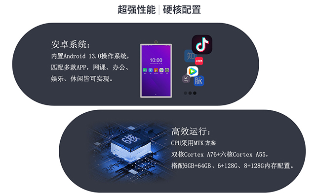 赢咖娱乐科技闺蜜机采用Android13系统，6+128G/8+128G大内存